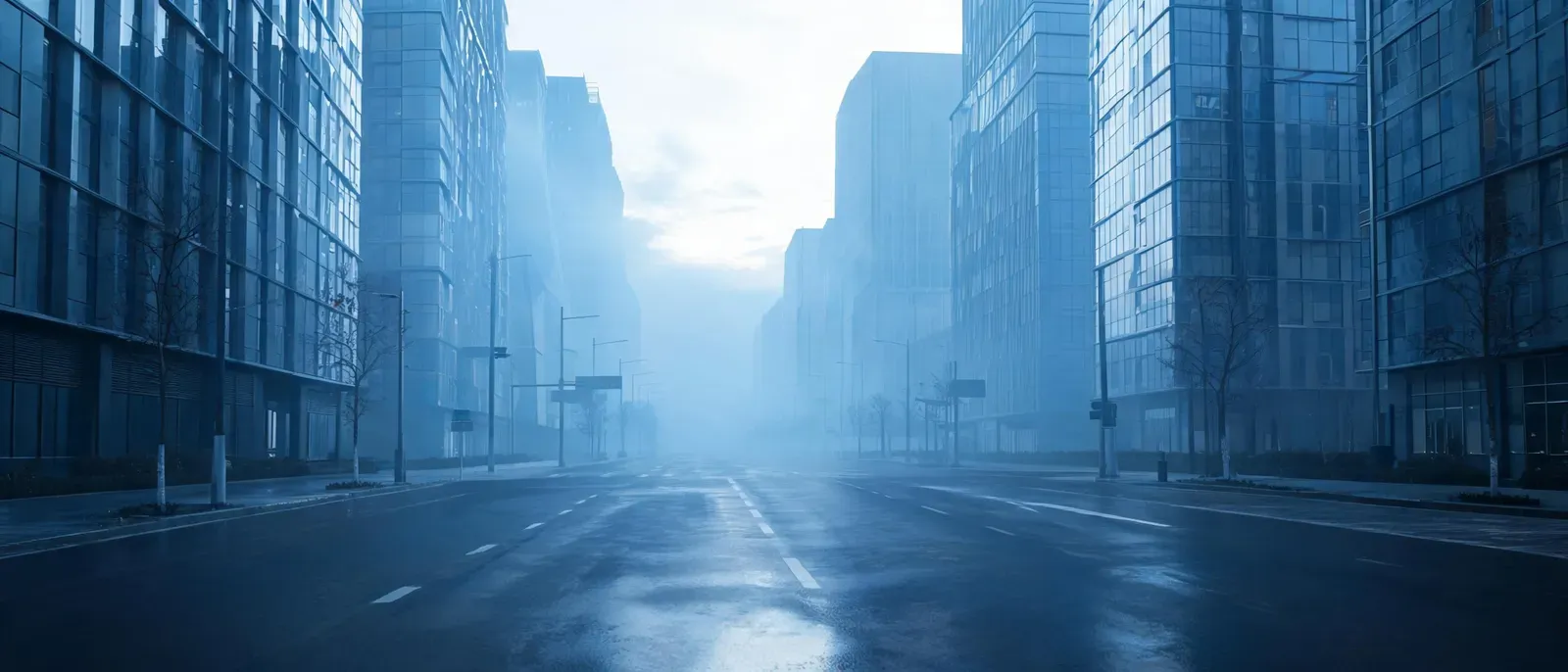 清晨空旷的城市街道的照片